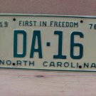 1976 North Carolina NC District Attorney License Plate DA-16 NCG1