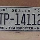 2002 North Carolina NC Dealer Transporter License Plate TP-14112 NCN1