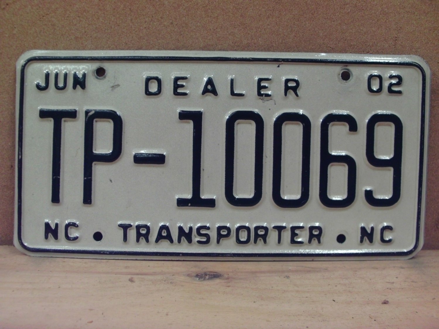 2002 North Carolina NC Dealer Transporter License Plate TP-10069 NCN1