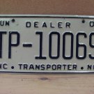 2002 North Carolina NC Dealer Transporter License Plate TP-10069 NCN1