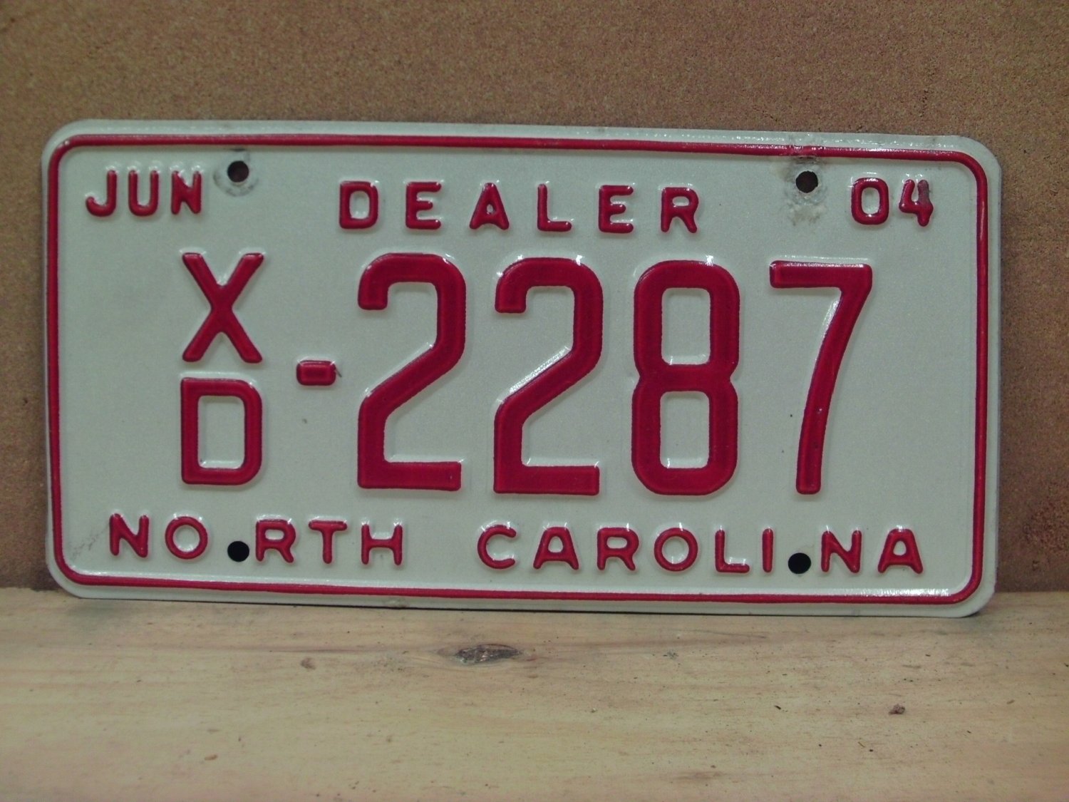 2004 North Carolina NC Trailer Dealer License Plate XD-2287 NCD1