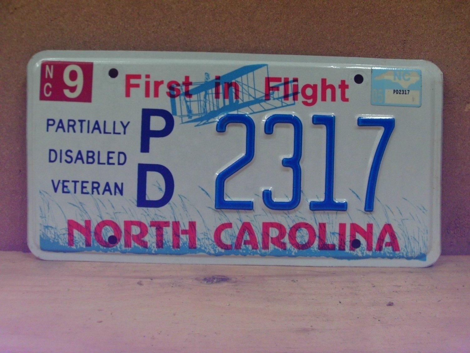 2005 North Carolina NC Partially Disabled Veteran License Plate PD-2317 NCM1