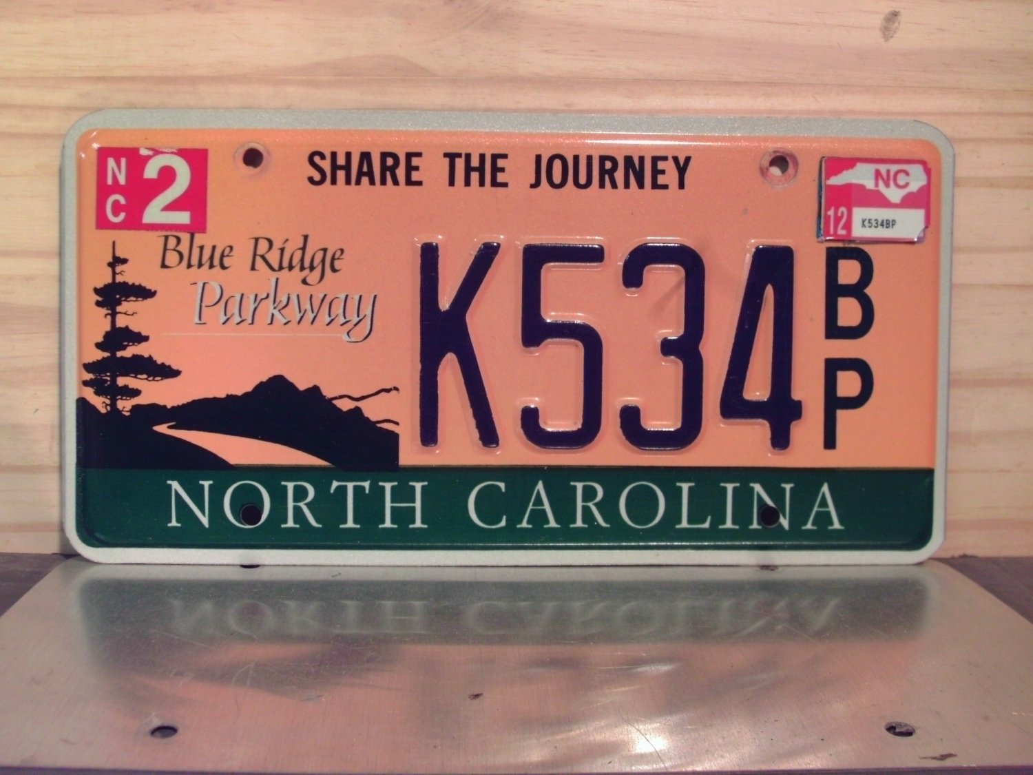 2012 North Carolina NC Blue Ridge Parkway License Plate K534-BP Blue Letters NCO1