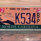 2012 North Carolina NC Blue Ridge Parkway License Plate K534-BP Blue Letters NCO1