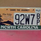 2021 North Carolina NC Blue Ridge Parkway License Plate 92W7-BP