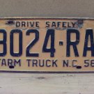 1958 North Carolina NC Farm Truck License Plate 3024-RA VG-