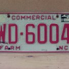 2001 North Carolina NC Farm Truck License Plate WD-6004 VG