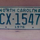 1976 North Carolina NC Truck YOM License Plate CX-1547 EX NC12