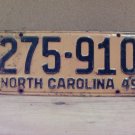 1949 North Carolina NC License Plate 275-910 YOM VG NCA1