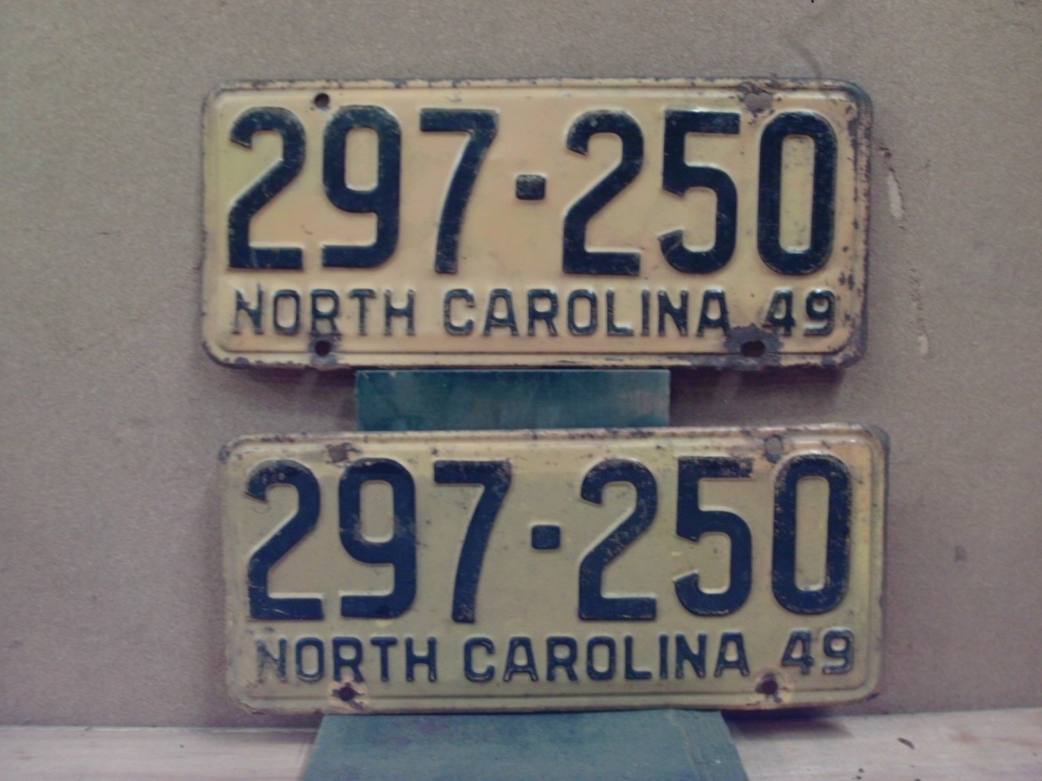 1949 North Carolina NC License Plate Pair 297-250 YOM NCA1