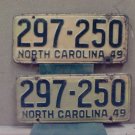 1949 North Carolina NC License Plate Pair 297-250 YOM NCA1