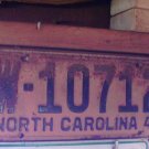 1949 North Carolina NC License Plate W-10712 YOM VG NCA1