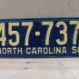 1950 North Carolina NC License Plate Pair 457-737 YOM NCA1