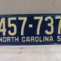 1950 North Carolina NC License Plate Pair 457-737 YOM NCA1