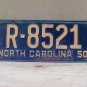 1950 North Carolina NC License Plate Pair R-8521 YOM NCA1