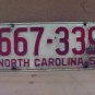 1951 North Carolina NC License Plate Pair 667-339 YOM NCA1