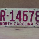 1951 North Carolina NC License Plate R-14678 YOM VG NCA1
