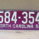 1952 North Carolina NC License Plate 584-354 YOM VG NCA1