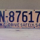 1954 North Carolina NC License Plate N-87617 YOM VG NCA1