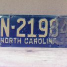 1955 North Carolina NC License Plate N-21984 YOM VG NCA1
