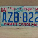 1984 North Carolina License Plate NC #AZB-822 NCP1