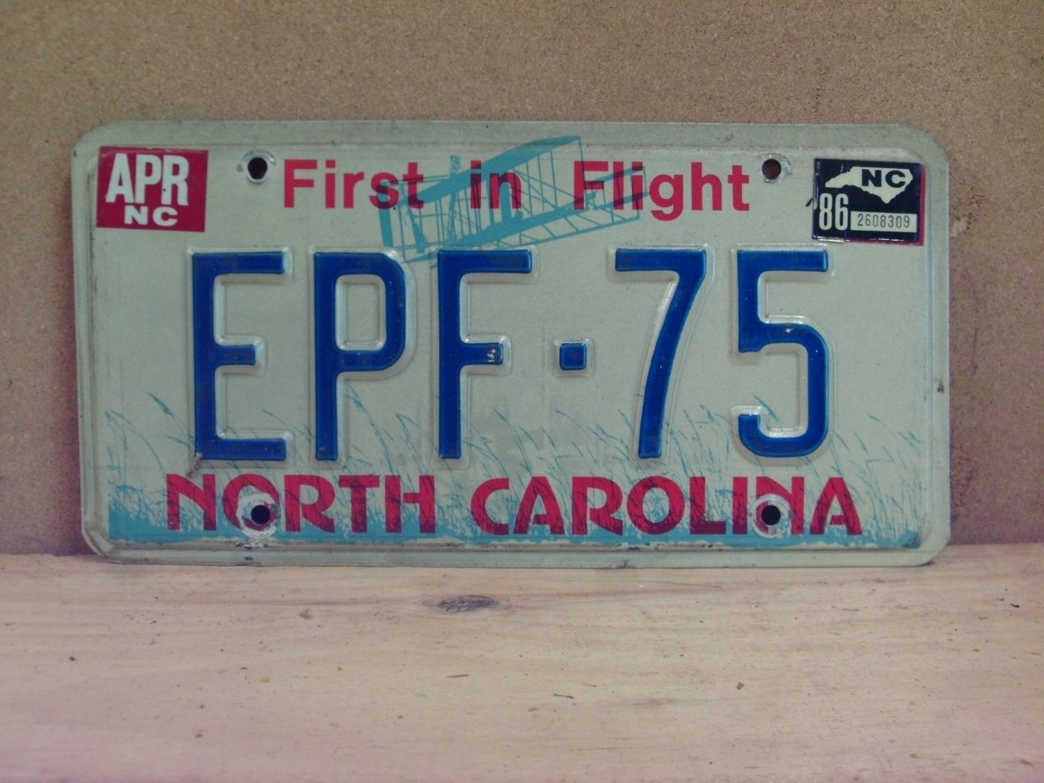 1986 North Carolina License Plate NC #EPF-75 NCP1