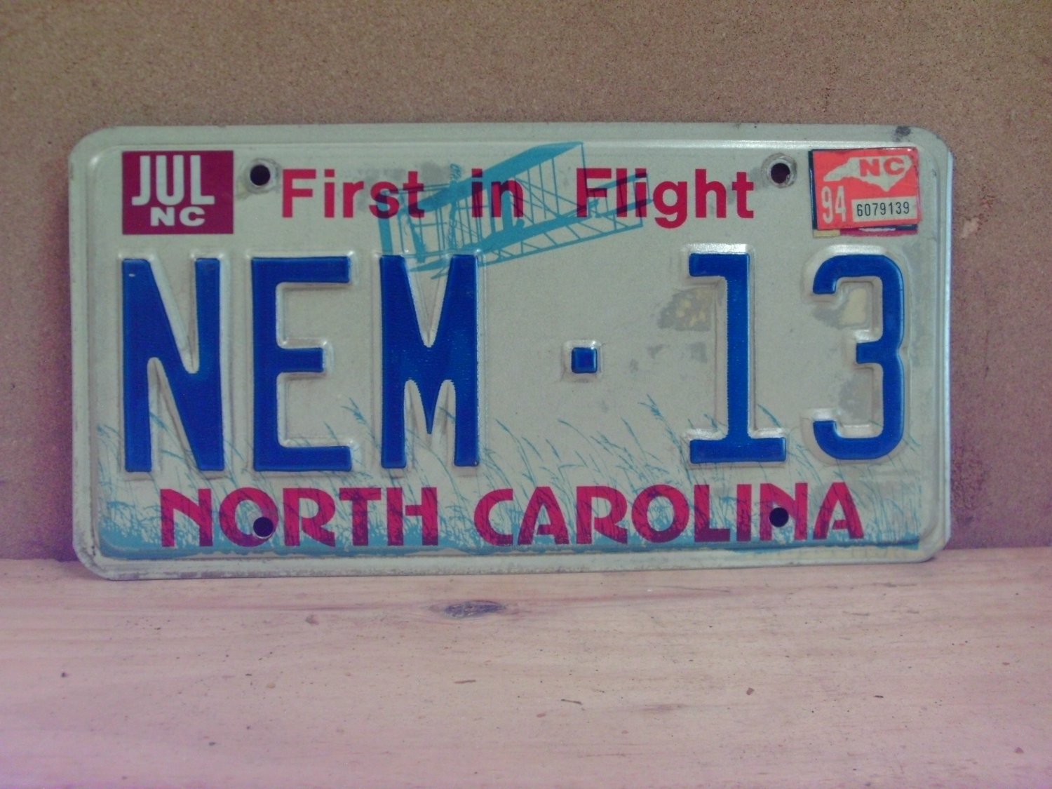 1994 North Carolina License Plate NC #NEM-13 NCP1