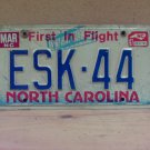 1997 North Carolina License Plate NC #ESK-44 NCP1