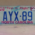 1997 North Carolina License Plate NC #AYX-89 NCP1