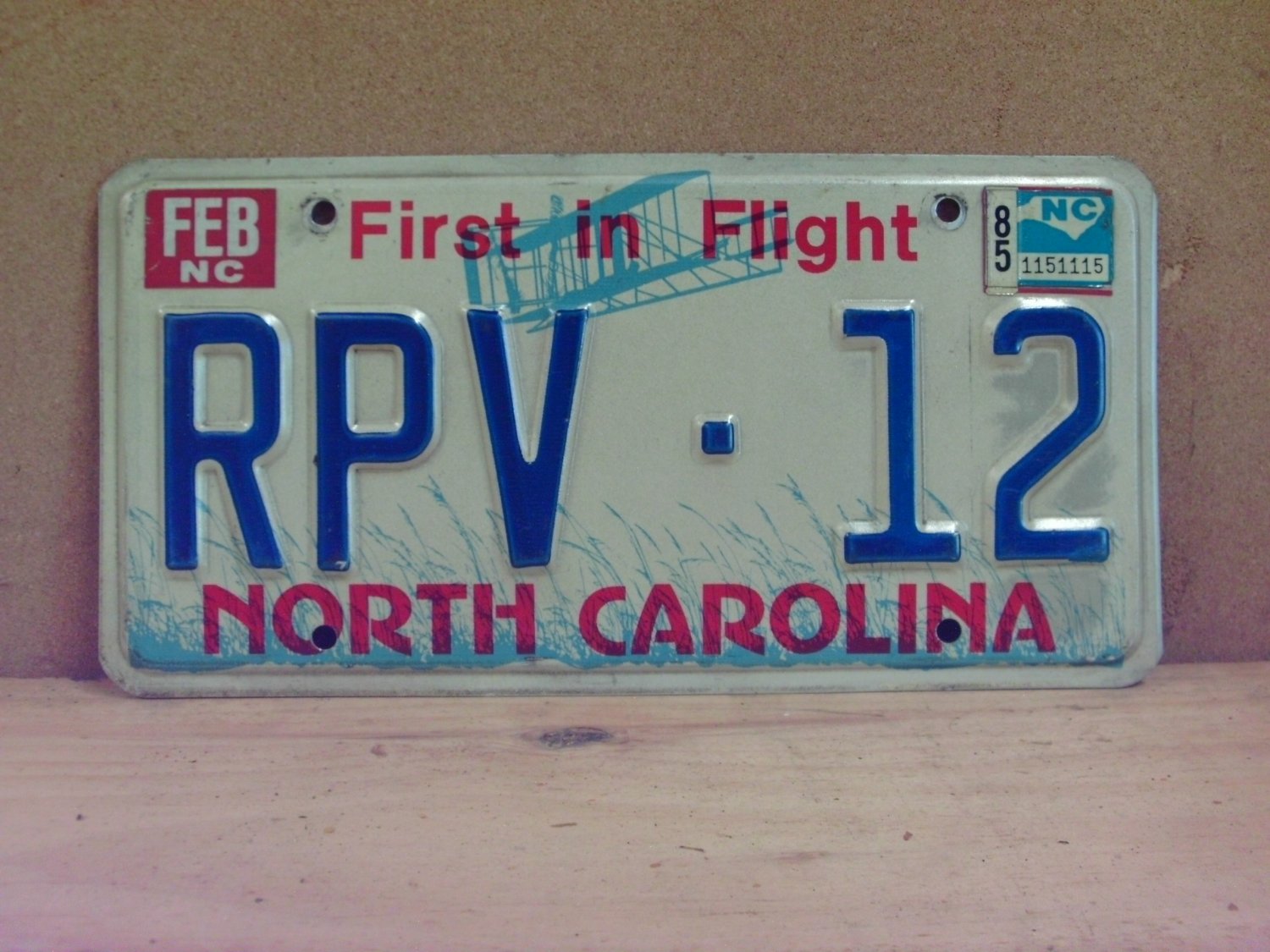 1985 North Carolina NC License Plate RPV-12 YOM VG NCA2