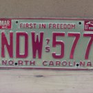 1987 North Carolina License Plate NC #NDW-577 NCA3