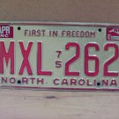 1982 North Carolina License Plate NC #MXL-262 NCP1