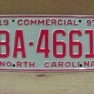 1997 North Carolina Commercial License Plate NC EX #BA-4661 NC13
