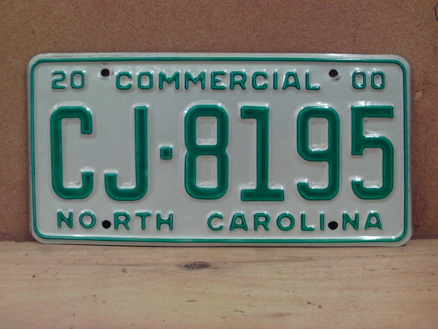 2000 North Carolina Commercial License Plate NC EX #CJ-8195 NCN1