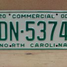 2000 North Carolina Commercial License Plate NC EX #DN-5374 NCN1