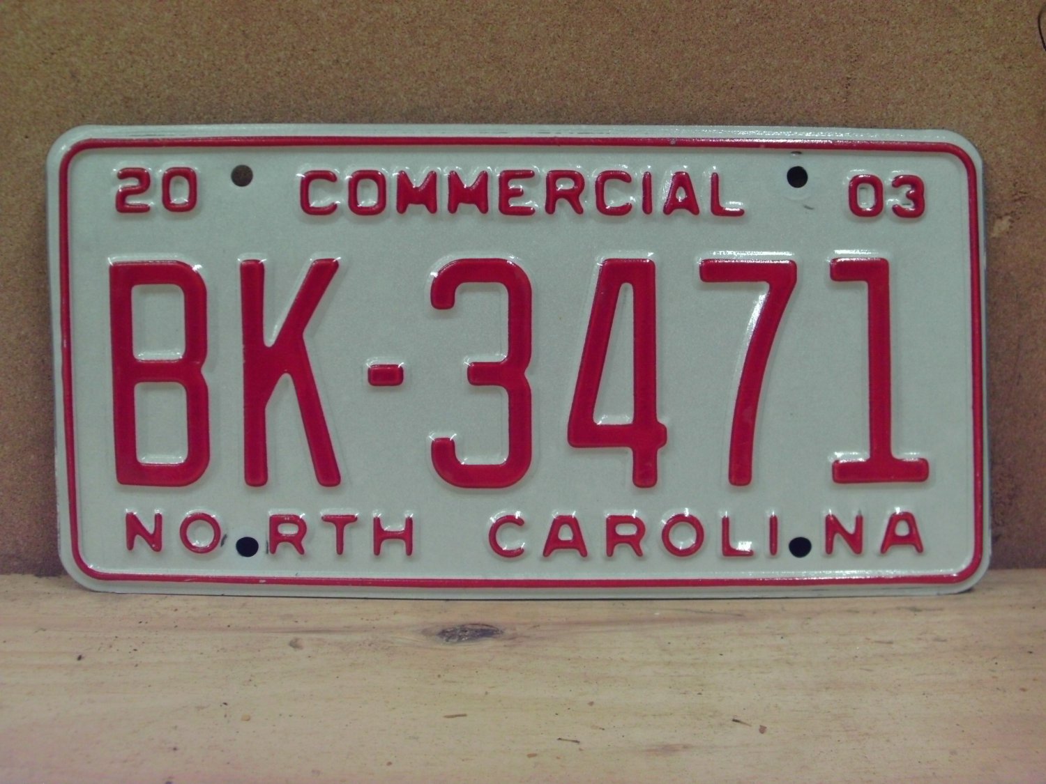 2003 North Carolina Commercial License Plate NC EX BK3471 NCN1