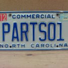 2005 North Carolina NC Commercial Truck Vanity License Plate PARTS01 VG NCT1