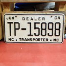2004 North Carolina Dealer Transporter License Plate NC VG #TP-15898 NCN1
