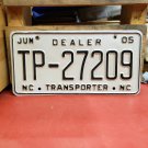 2005 North Carolina Dealer Transporter License Plate NC VG #TP-27209 NCN1
