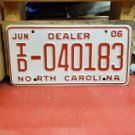 2006 North Carolina Dealer License Plate NC VG #ID-040183 NCN1