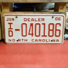 2006 North Carolina Dealer License Plate NC VG #ID-040186 NCN1