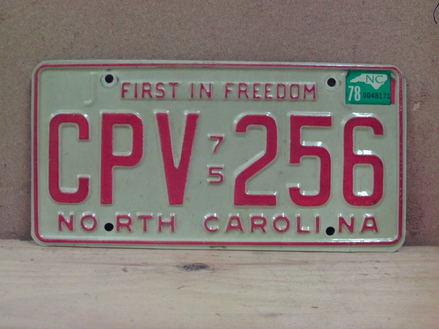 1978 North Carolina NC Passenger YOM License Plate CPV-256 EX NCY3