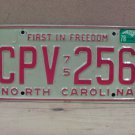 1978 North Carolina NC Passenger YOM License Plate CPV-256 EX NCY3