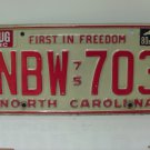 1980 North Carolina NC YOM Passenger License Plate NBW-703 VG NCY3