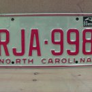 1980 North Carolina NC Passenger YOM License Plate RJA-998 VG NCY3