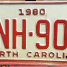 1980 North Carolina NC Passenger YOM License Plate WNH-903 VG NCY4
