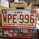 1982 North Carolina NC Passenger YOM License Plate WPE-996 VG NCY4