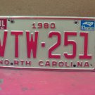 1983 North Carolina Passenger YOM License Plate VG NC VTW-251 NC3