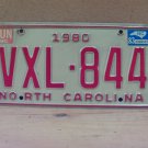 1983 North Carolina Passenger YOM License Plate VG NC VXL-844 NCY4