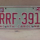 1984 North Carolina Passenger YOM License Plate VG NC RRF-391 NCY3